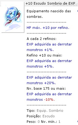 +10 Escudo Sombrio de EXP