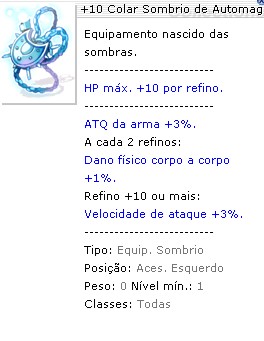 +10 Colar Sombrio de Automagia
